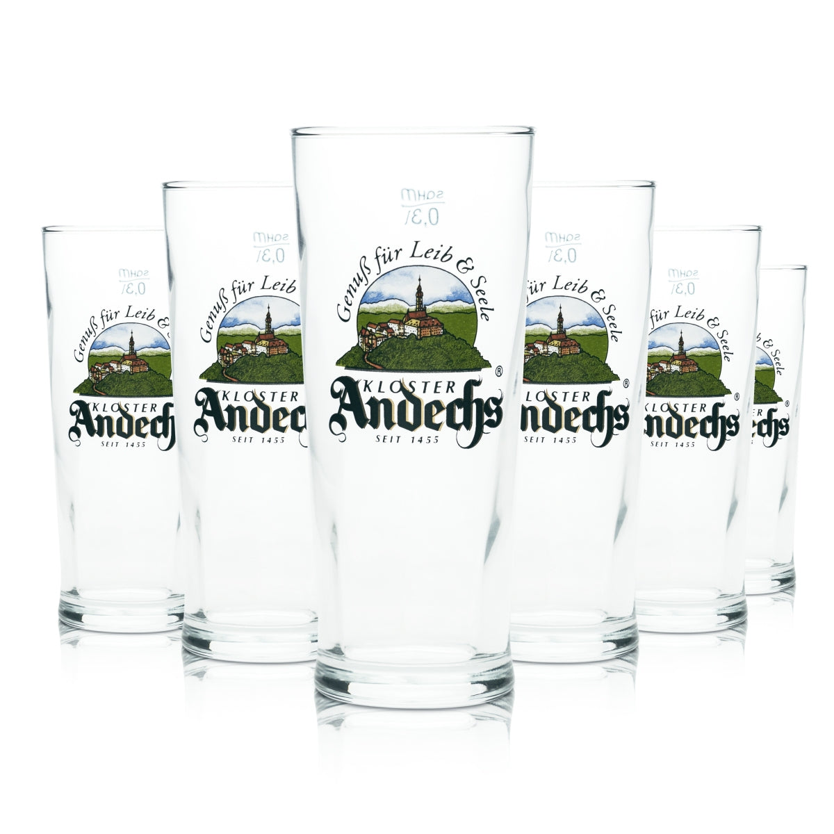 6 bicchieri da birra Andechs 0,3 l con logo Sahm nuovo