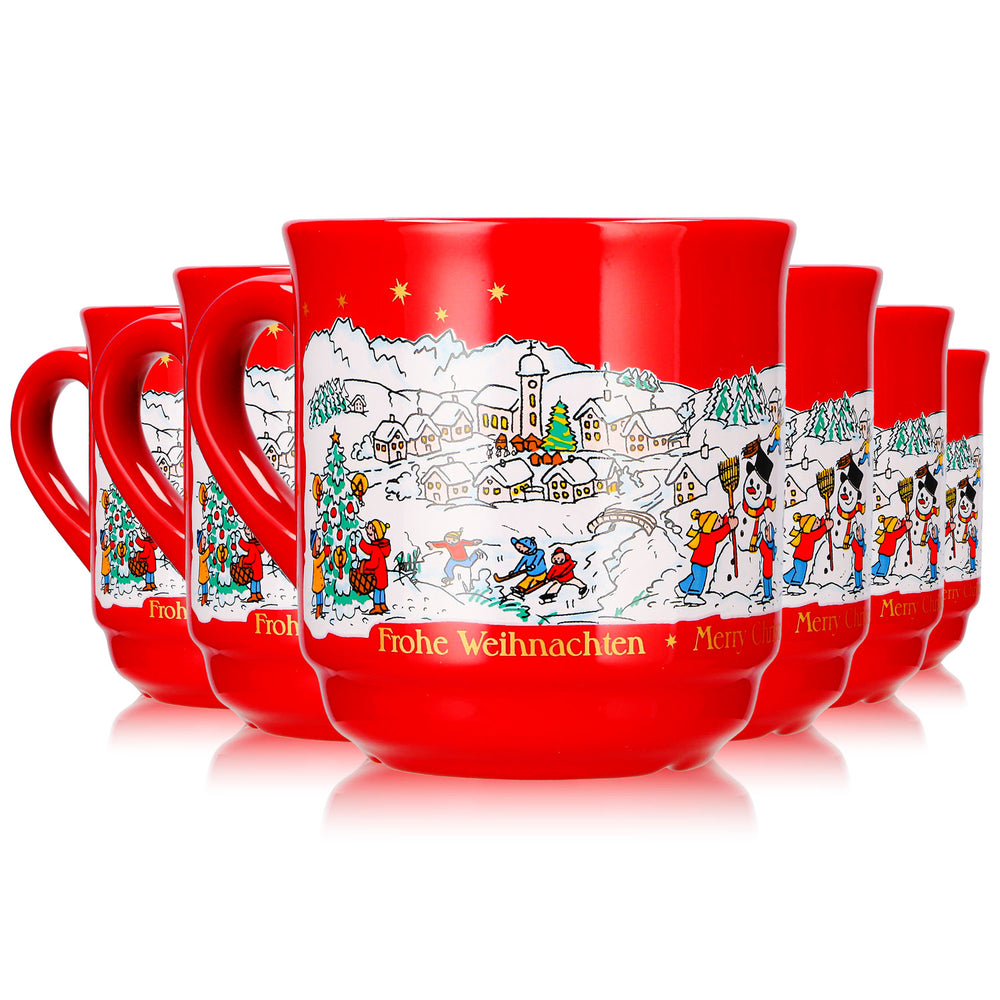 6 tazze da vin brulé Mohaba, modello 8000, "Buon Natale", invernali, rosso fuoco, 0,2 l, graduate
