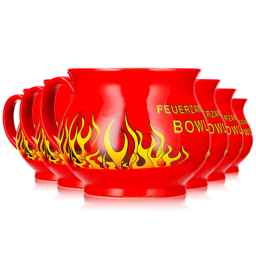 6 tazze da vin brulé Mohaba a forma di palla, "Feuerzangenbowle", rosso fuoco, 0,2 l, con indicatore di livello
