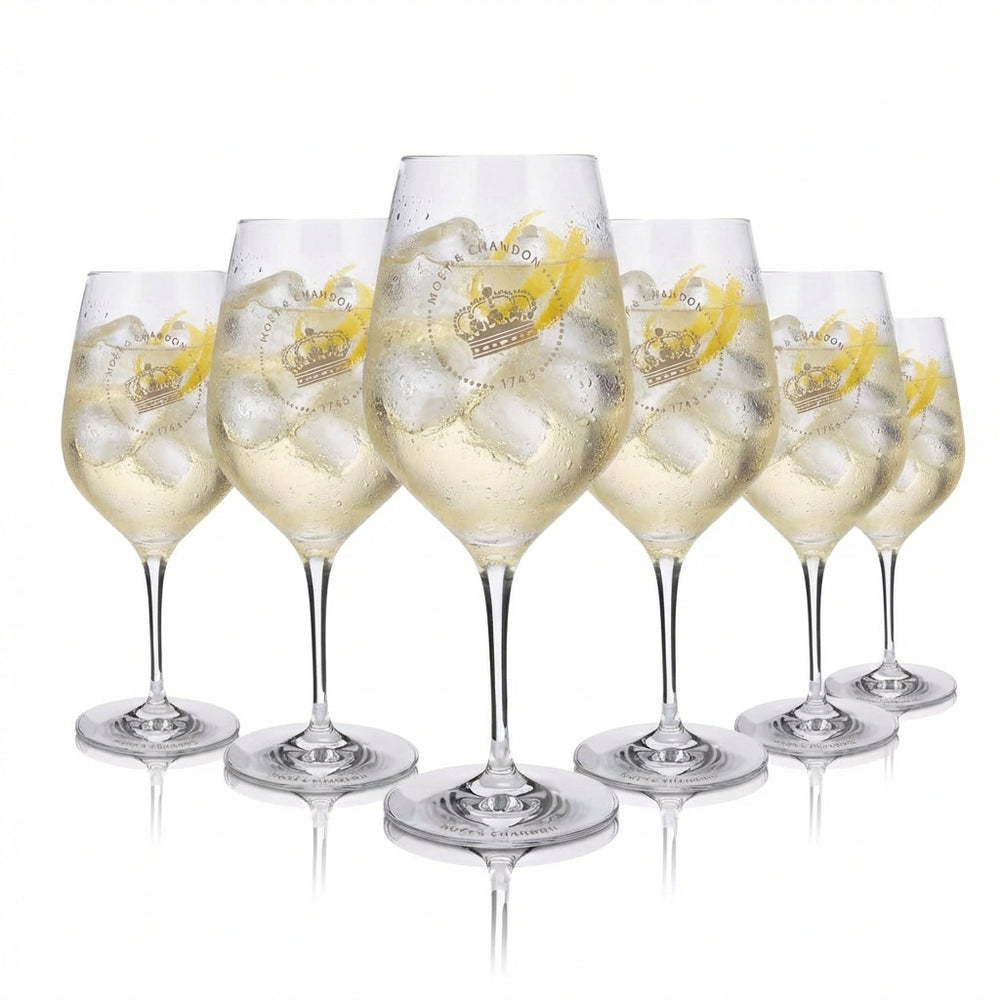 Set di 6 bicchieri da champagne Moët & Chandon da 0,63 l – Calice in vetro vero con tacca di calibrazione