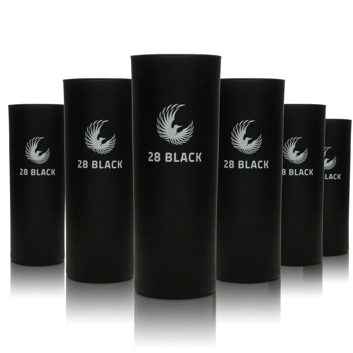 6 28 Black Energy Bicchieri Longdrink nero opaco 220ml nuovo