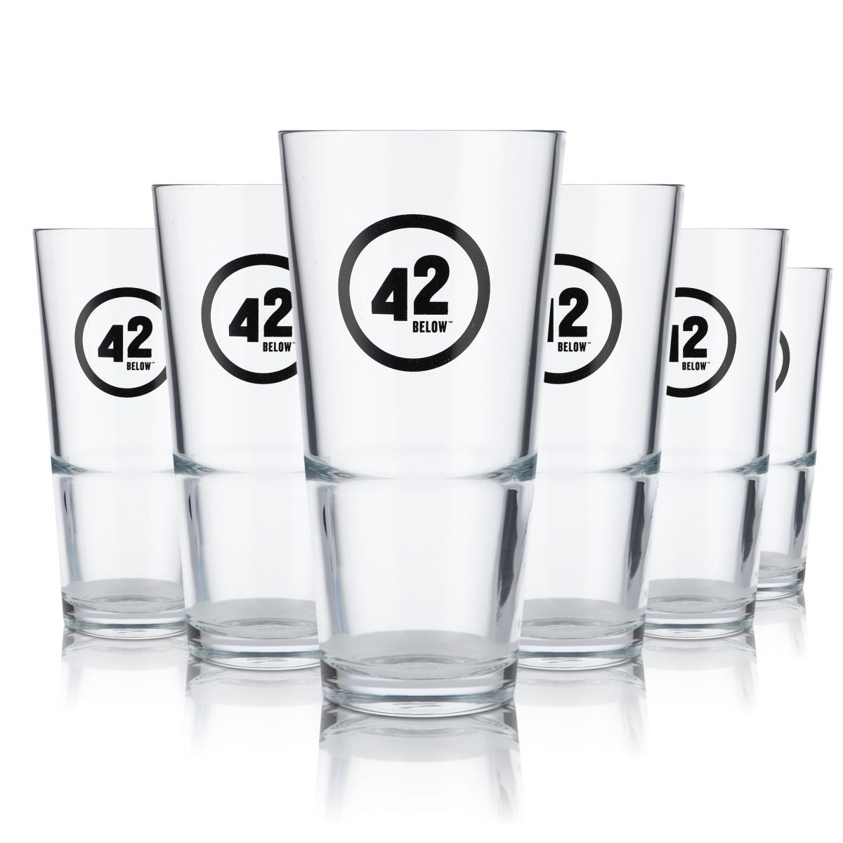 6x 42Below Bicchiere in vetro 0,376 l Vodka Bicchiere long drink Set di bicchieri da cocktail Gastronomia