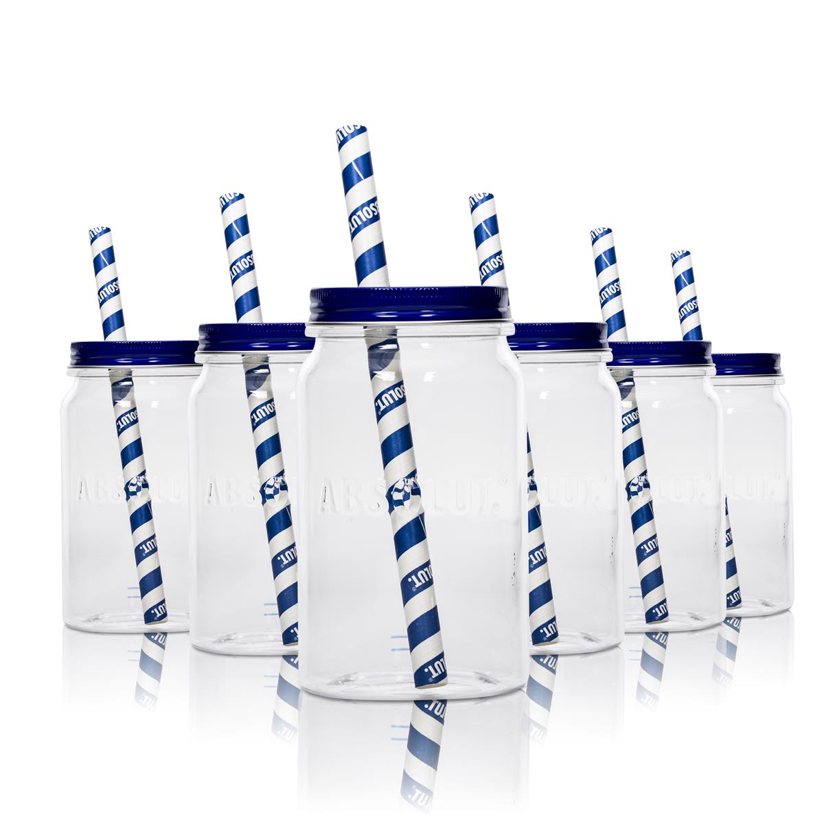 6 bicchieri in plastica Absolut Vodka con coperchio