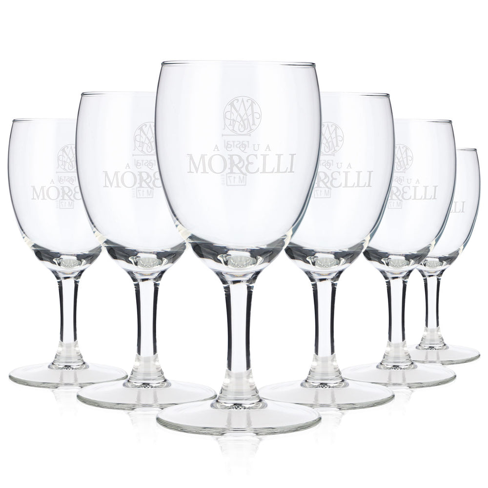 6 bicchieri Acqua Morelli da 0,1 l con logo bianco Rastal Westerwald