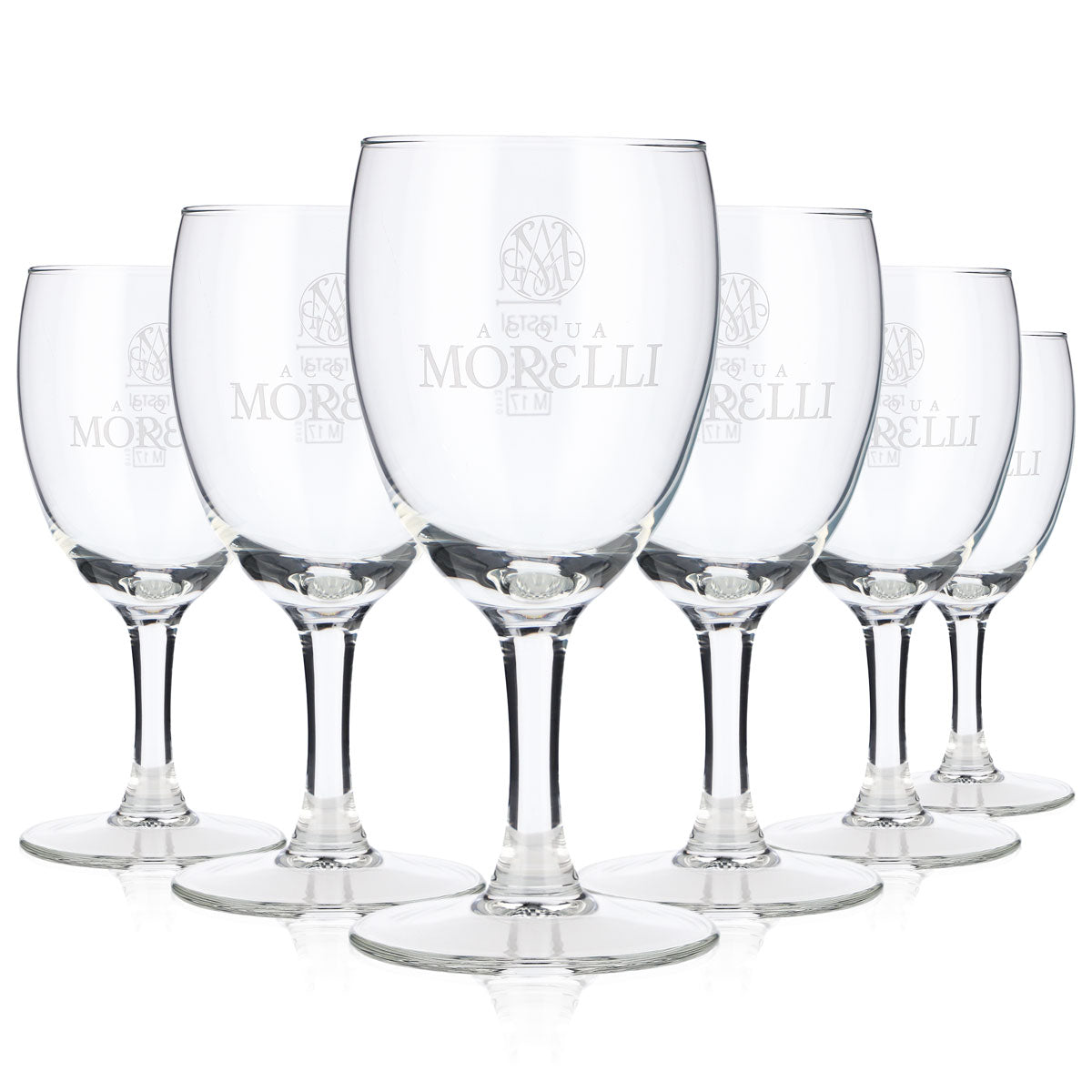 6 bicchieri Acqua Morelli da 0,1 l con logo bianco Rastal Westerwald