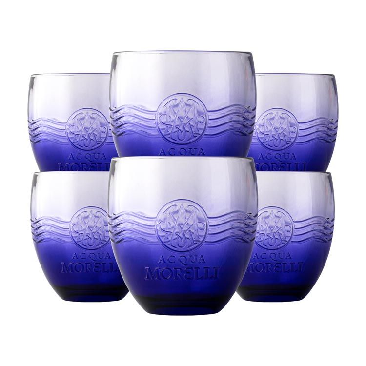6 bicchieri Acqua Morelli 0,25 l blu tumbler con rilievo, forma minerale