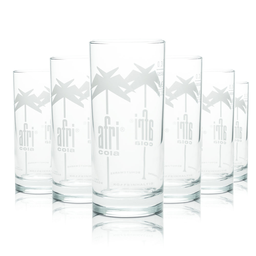 6 bicchieri Afri Cola da 0,3 l con linea di riempimento, rovere, bar, cocktail, long drink