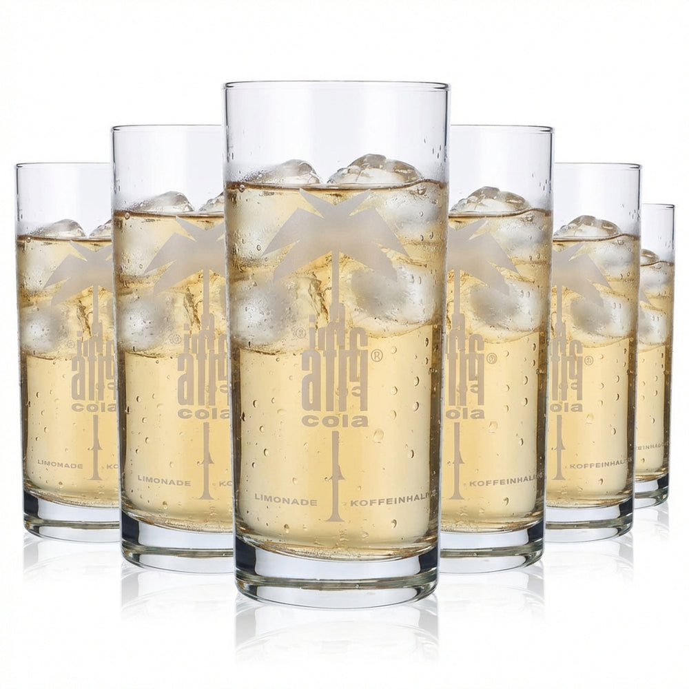 6x Afri Cola Softdrink Bicchiere 0,5l Bicchieri da cola Bicchiere da limonata Logo bianco