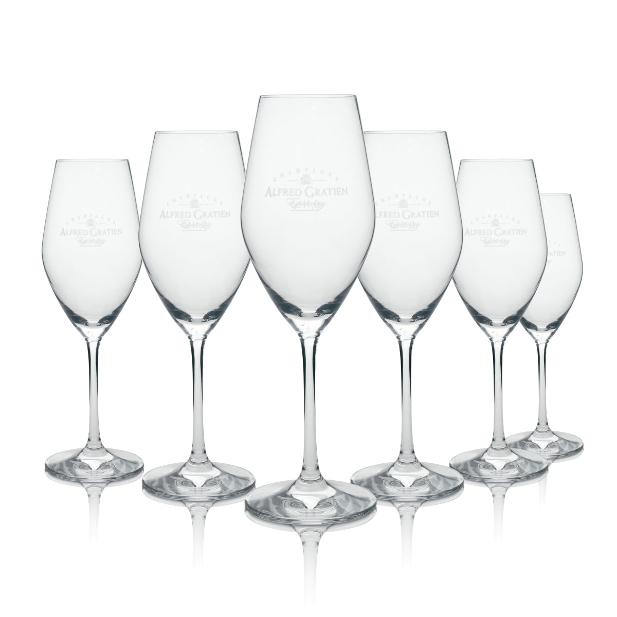 6x Alfred Gratien Bicchiere da champagne Flûte con corpo squadrato Böckling