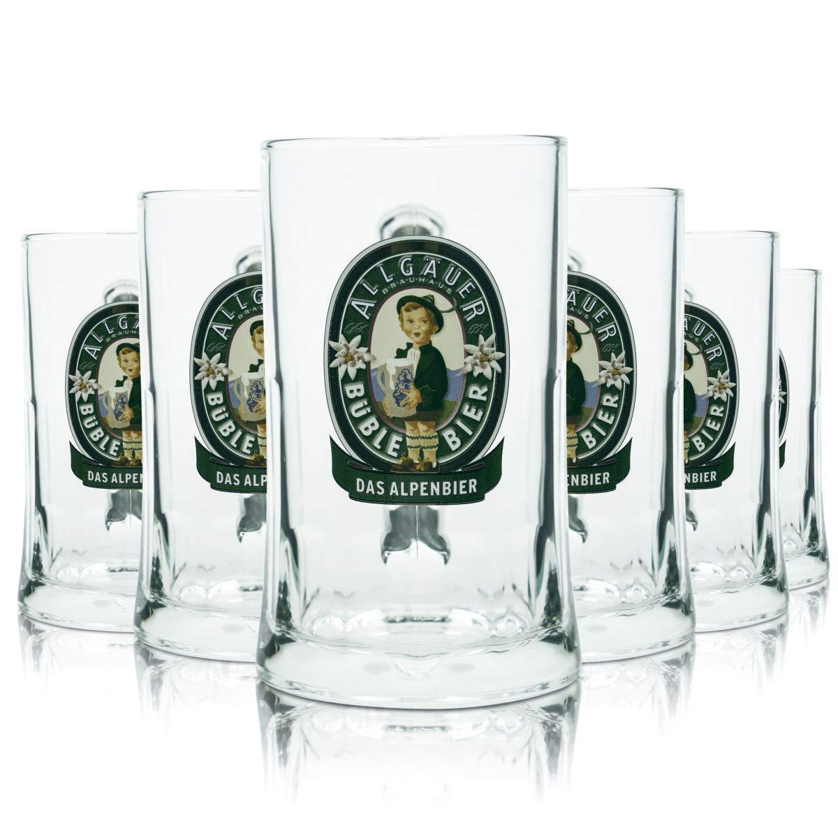 6 bicchieri da birra Allgäuer Büble da 0,5 l Bicchieri con manico Humpen Seidel Brauerei