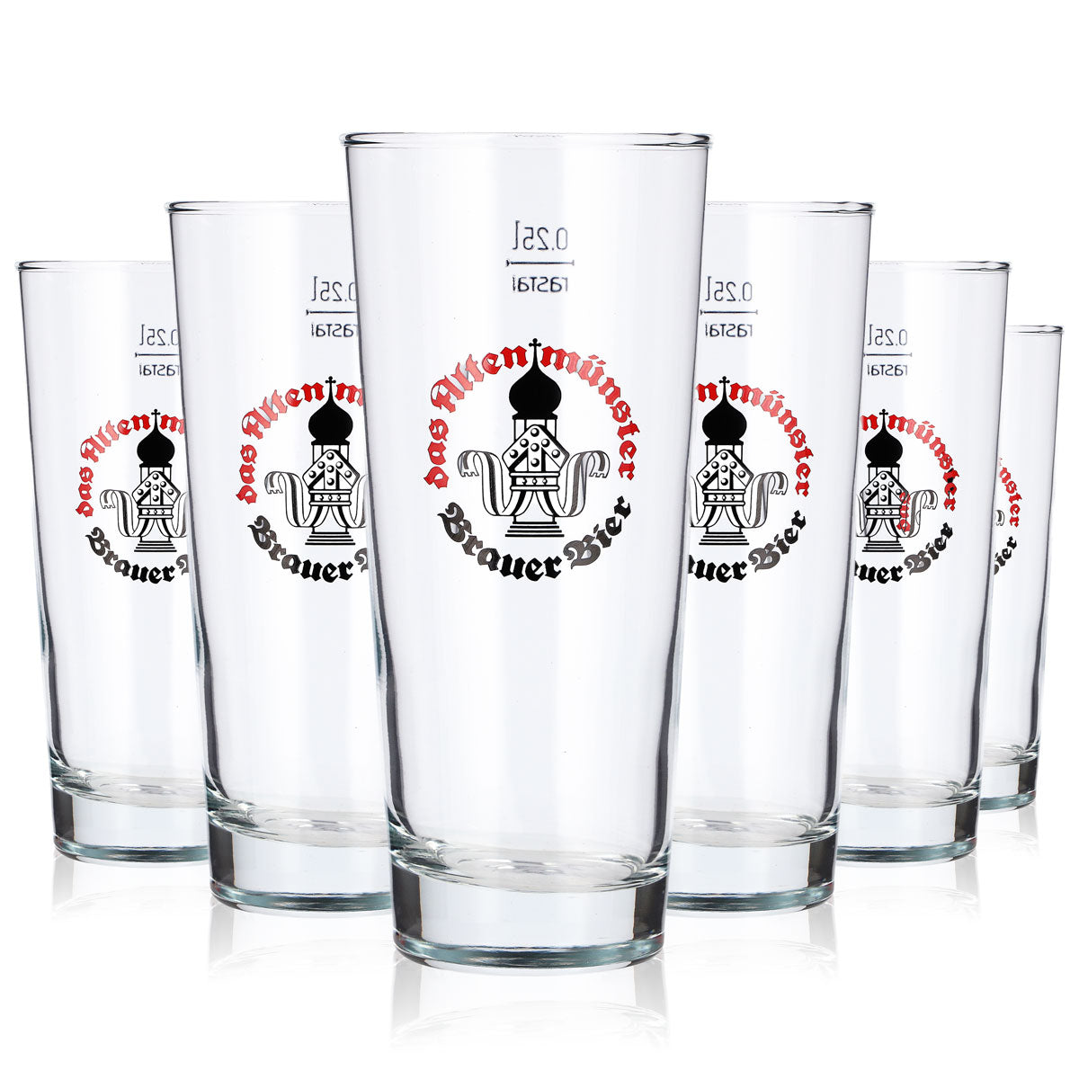 6 bicchieri da birra Altenmünster da 0,25 l con logo Rastal rosso e nero