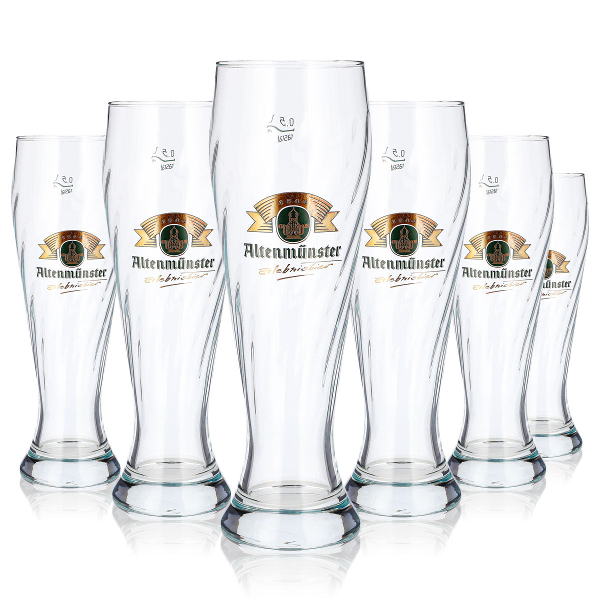 6 bicchieri da birra Altenmünster da 0,5 l, bicchieri da birra bianca con rilievo Rastal (set da 6)
