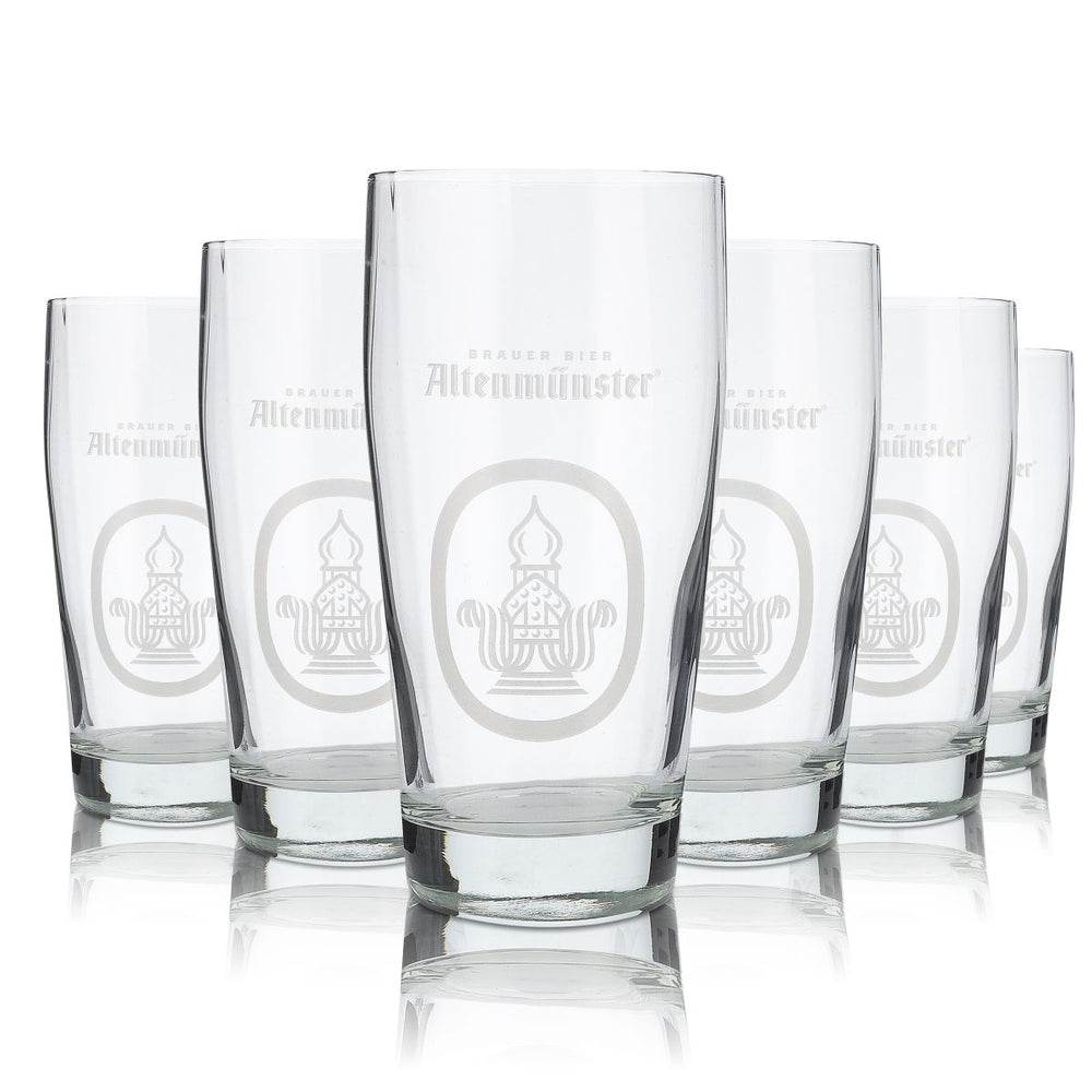 6x Altenmünster Bicchiere da birra 0,5 l Willi Becher Coppa Bicchieri con incisione a rilievo Set