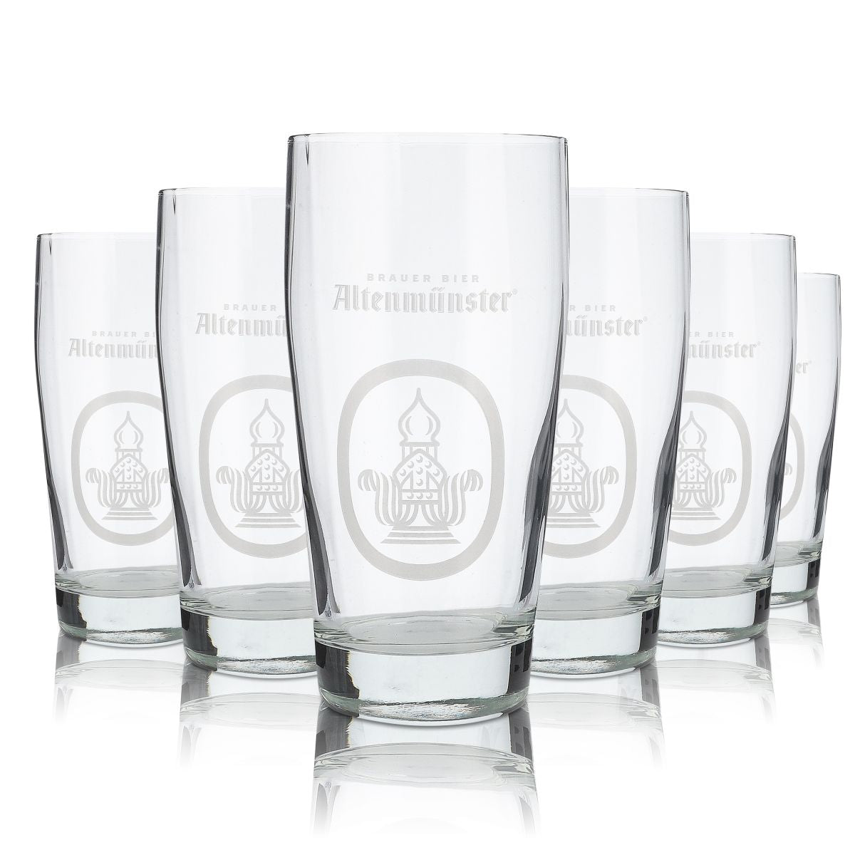 6x Altenmünster Bicchiere da birra 0,5 l Willi Becher Coppa Bicchieri con incisione a rilievo Set