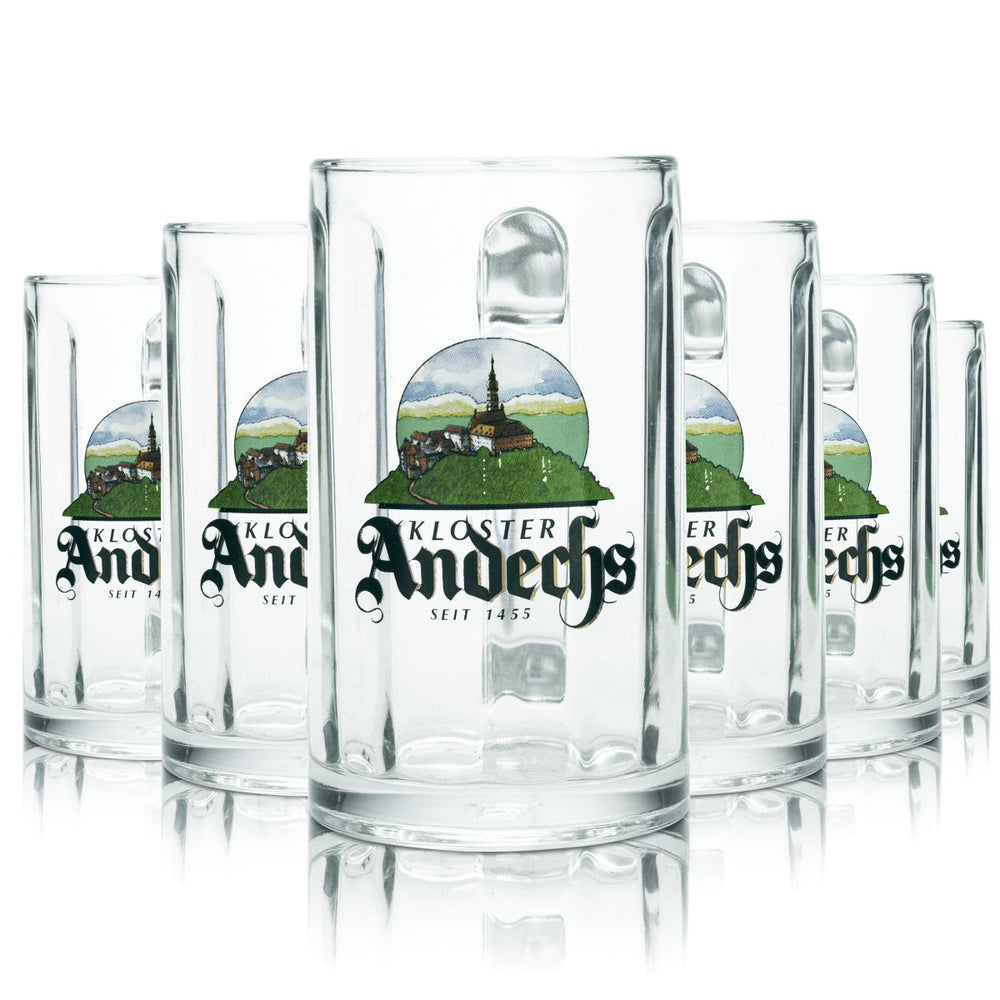 6 bicchieri da birra Andechs 0,2 l in vetro sagomato, set di boccali Humpen Seidel, monastero
