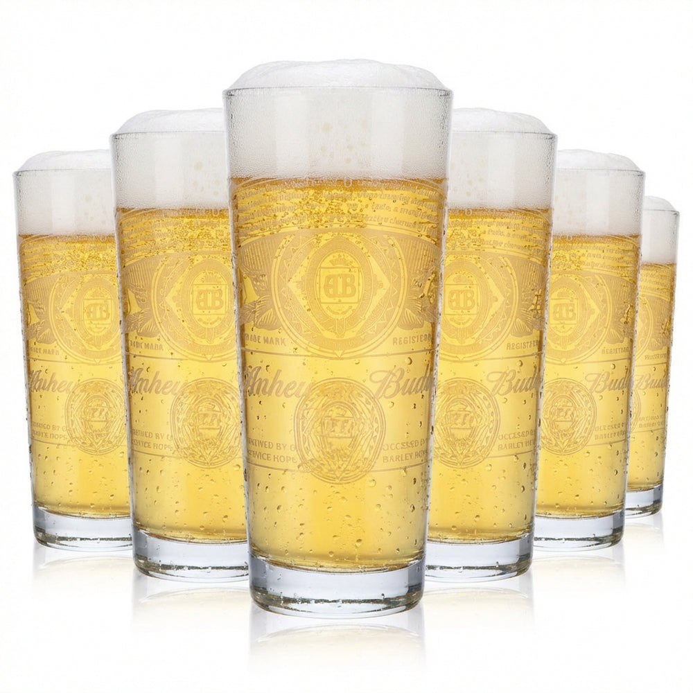 6 bicchieri da birra Anheuser-Busch Bud da 0,4 l con logo bianco Frankonia