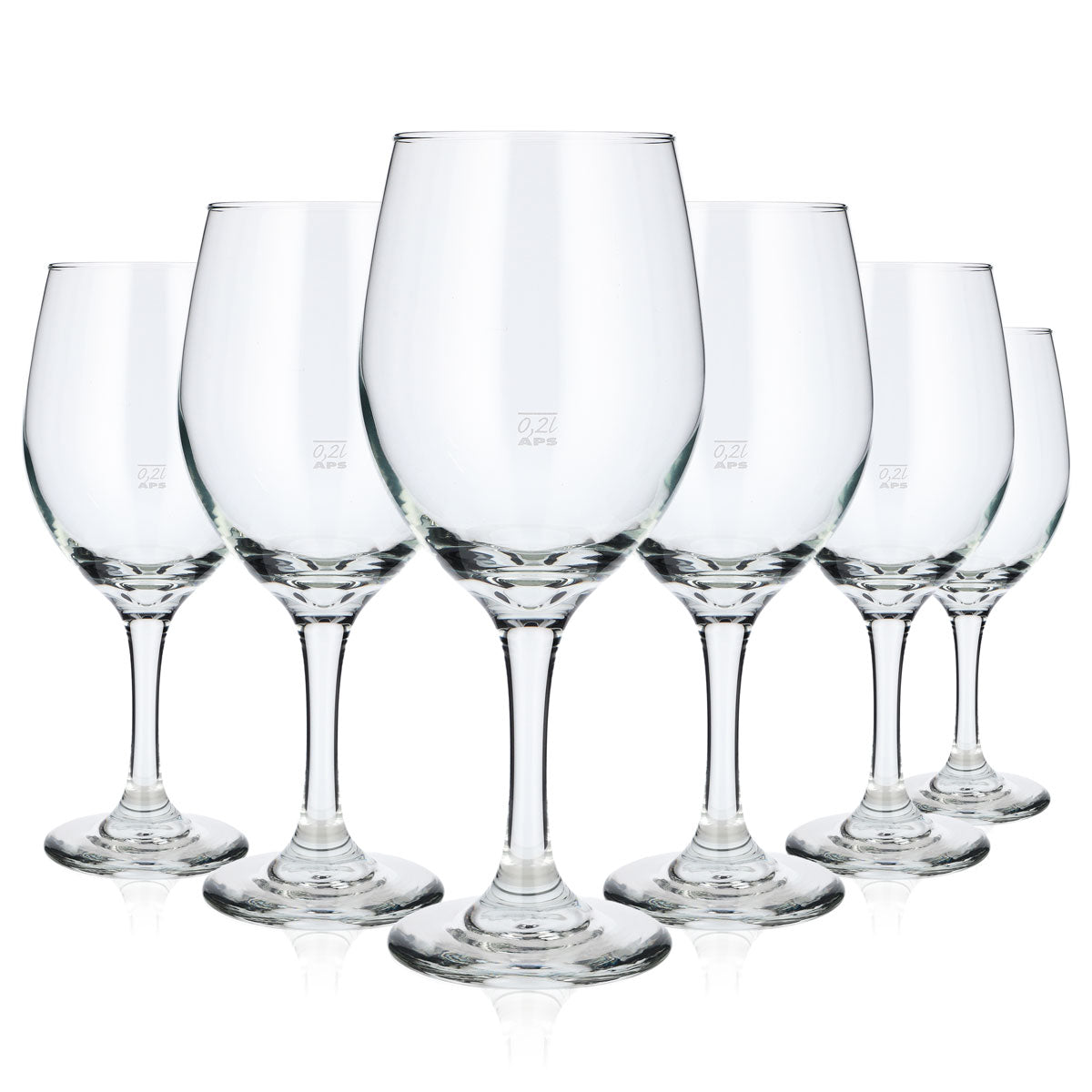 6 bicchieri in vetro APS da 0,2 l: bicchiere da vino rosso, bicchiere da vino bianco, calice da vino (set da 6)