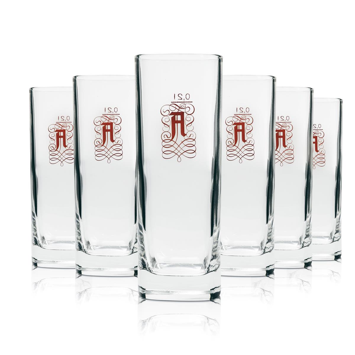 6 bicchieri Asbach Uralt Longdrink versione vecchia squadrata