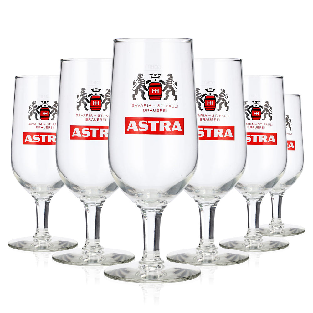 6 bicchieri da birra Astra da 0,2 l, modello a tulipano, St. Pauli, bicchieri da birra Sahm, bicchieri a calice