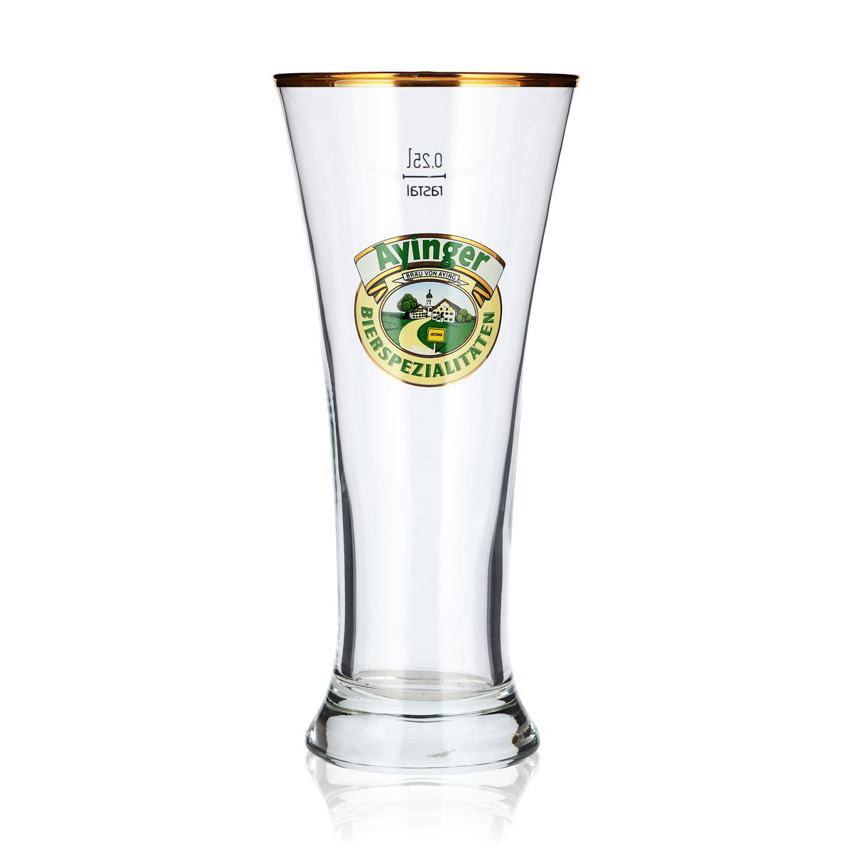 6 bicchieri da birra Ayinger da 0,25 l, modello "Pokal" con bordo dorato, Rastal (set da 6) – Vista 2