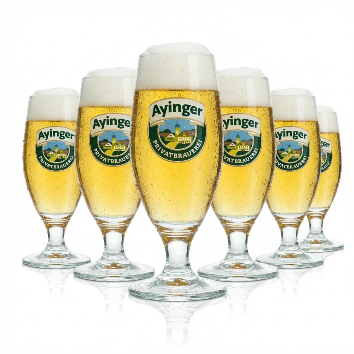 6 bicchieri da birra Ayinger 0,2 l a forma di coppa Tulipano per birra bianca e di frumento, birrificio, bar gastronomico