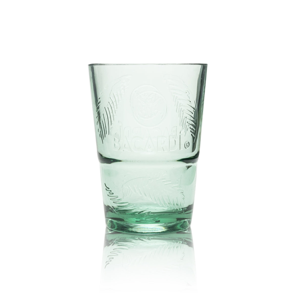 6 bicchieri riutilizzabili in plastica Bacardi, vetro 0,36 l, bicchieri da long drink verdi con motivo palme – Vista 2