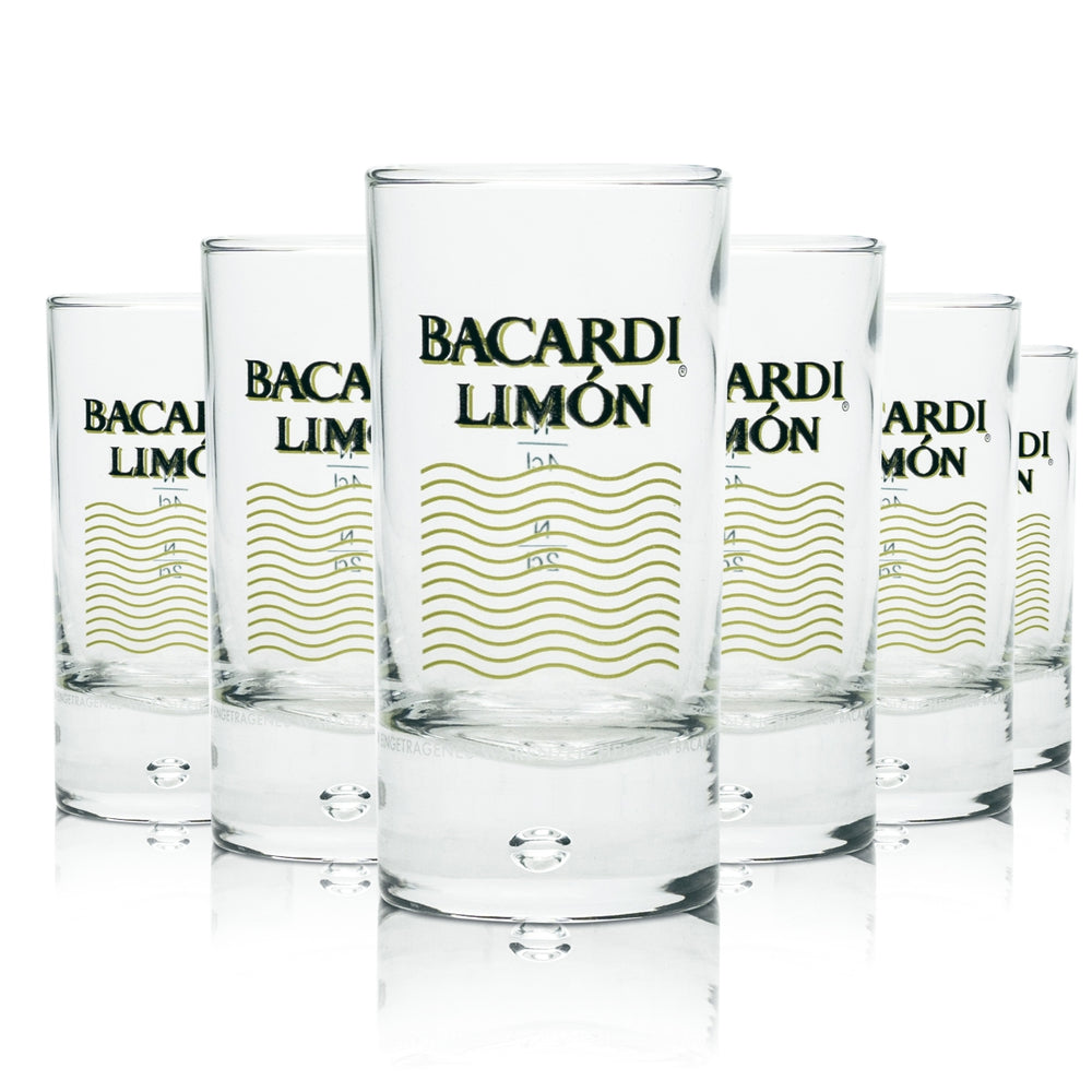 6 bicchieri da shot Bacardi Limon Rum 2 cl 4 cl bicchieri corti Stamper grappa bolla d'aria