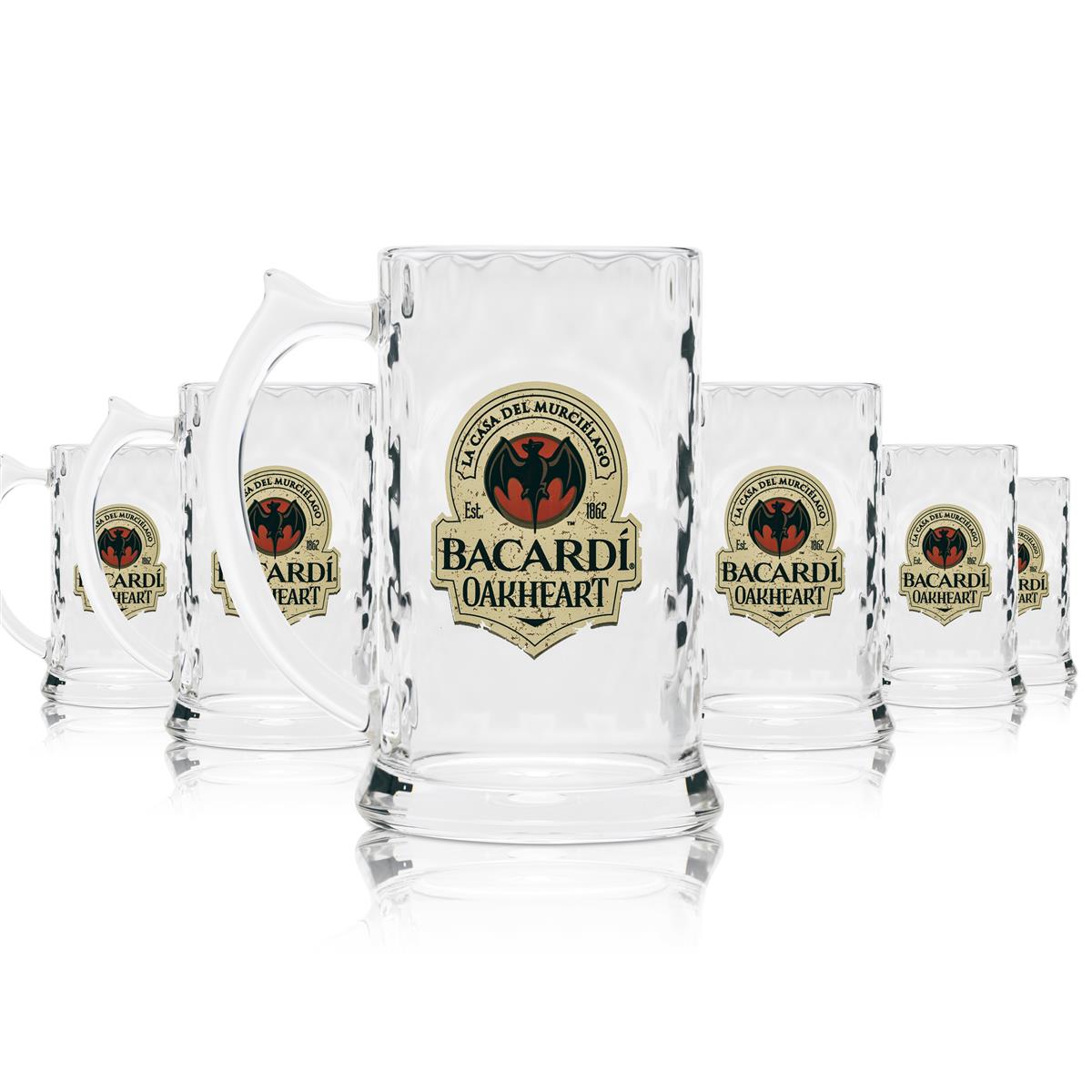 6 bicchieri da rum Bacardi in vetro vero Oakheart 350 ml