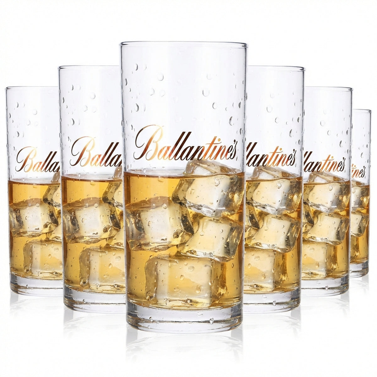 6 bicchieri da whisky Ballantines da 0,3 l Bicchieri da long drink Logo in bronzo