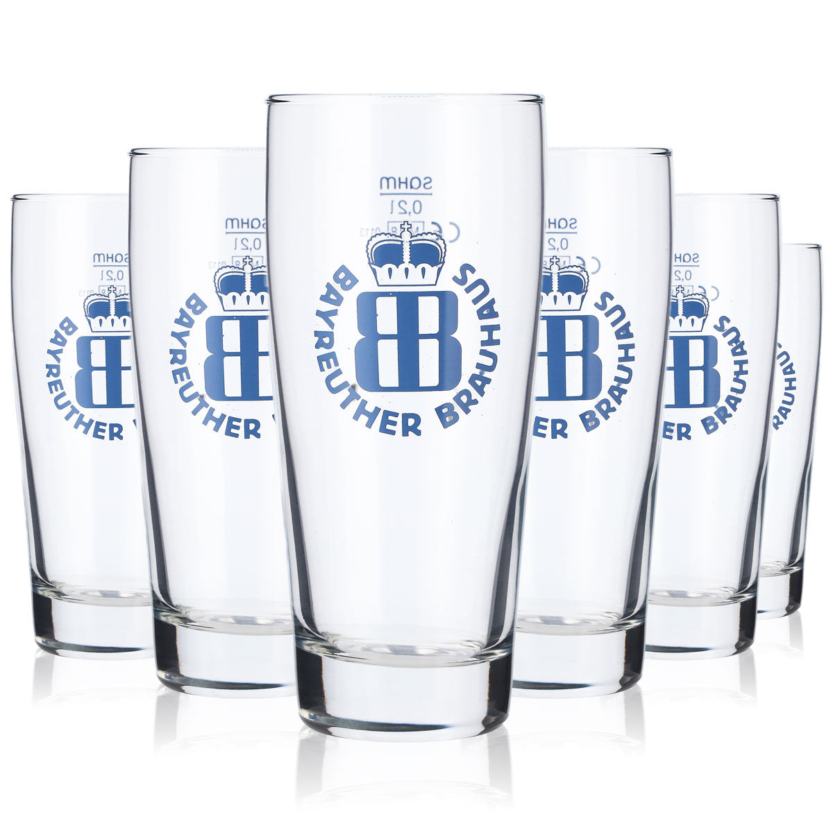 6 bicchieri da birra Bayreuther da 0,2 l Bicchieri da birra Bicchiere da birra Logo blu – Vista 5