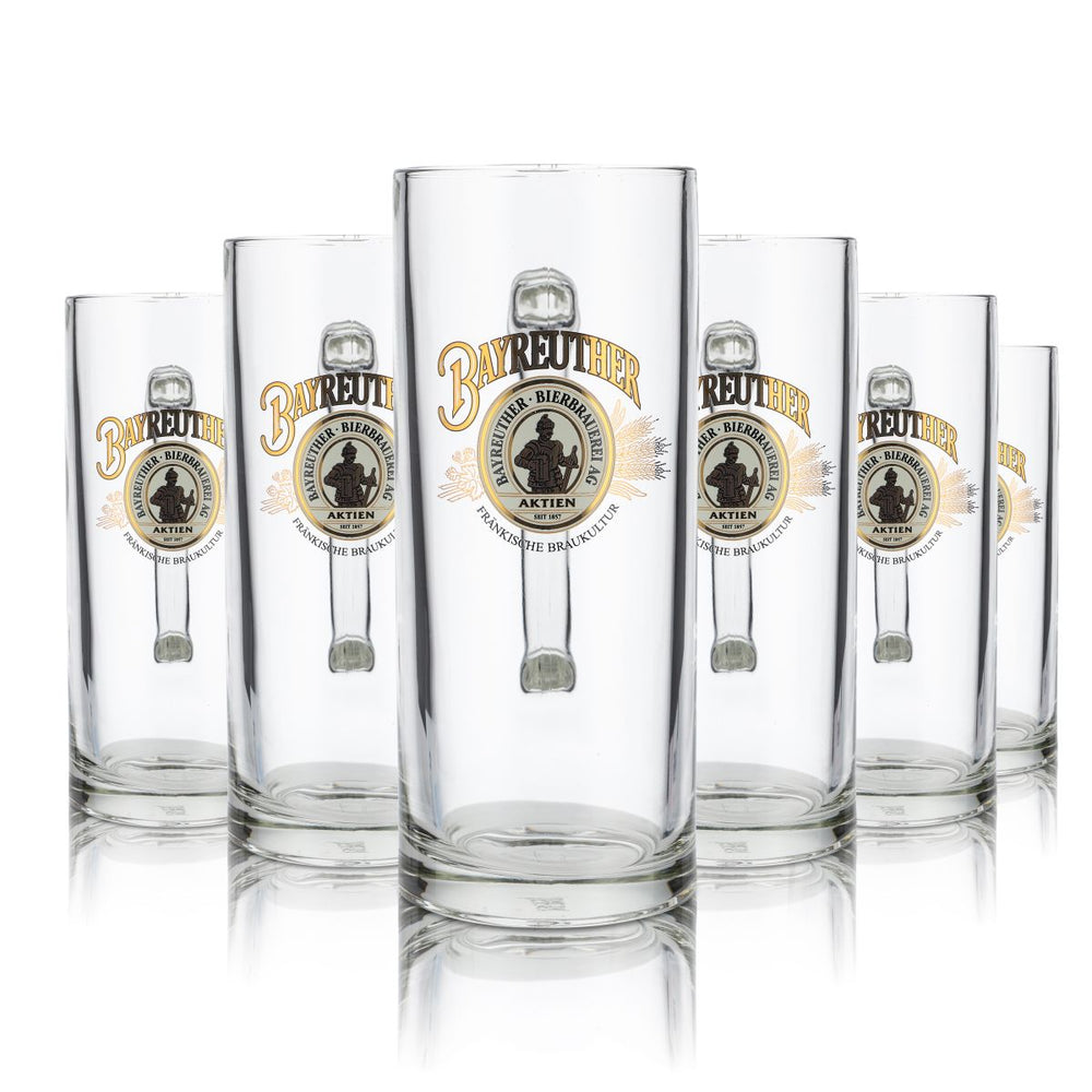 6 bicchieri da birra Bayreuther Glas 0,5 l Set di boccali Humpen Seidel Birrificio Gastronomia