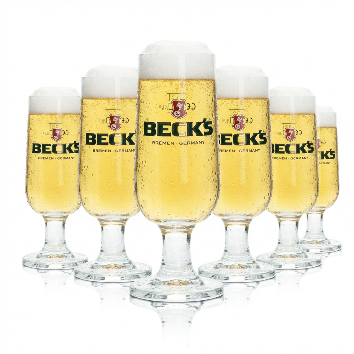 6 bicchieri da birra Becks 0,2 l a forma di coppa Ritzenhoff Tulipano Birrificio Argento Beer Bar