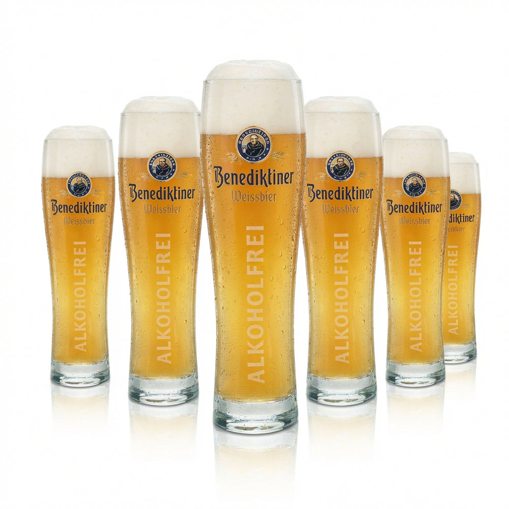 Set di 6 bicchieri da birra Benediktiner da 0,3 l Bicchieri da birra bianca analcolica con tacca di calibrazione Adatti per la ristorazione