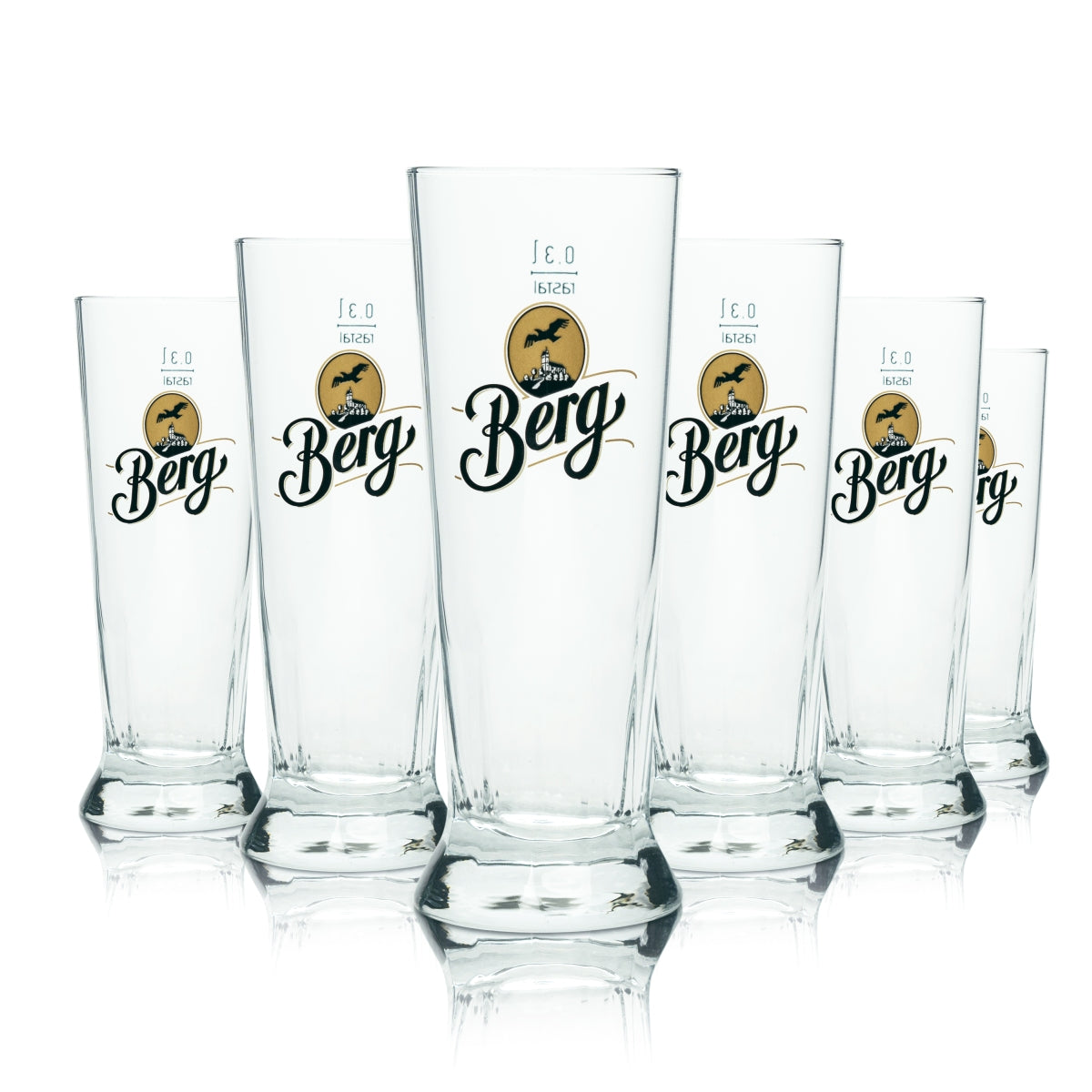 6 bicchieri da birra Berg Brauerei 0,3 l, forma trapezoidale, Rastal Pils, forma a tulipano, coppa, bar