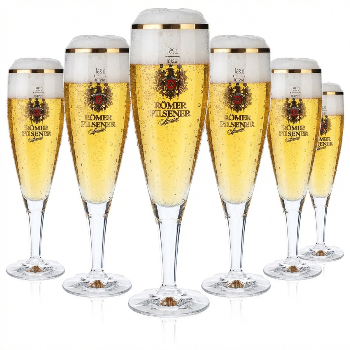 6 bicchieri da birra Binding da 0,25 l "Römer Pilsener" con bordo dorato Rastal Premiere
