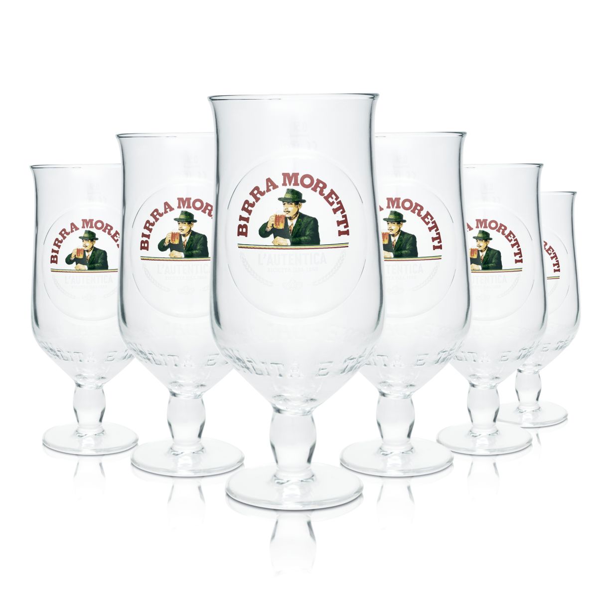 6 bicchieri da birra Birra Moretti 0,5 l a forma di tulipano L'Autentica Bicchieri da birra italiani