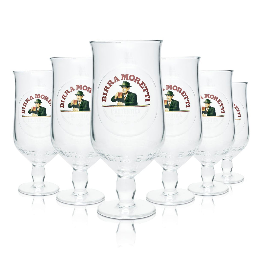 6 bicchieri da birra Birra Moretti 0,5 l a forma di tulipano L'Autentica Bicchieri da birra italiani