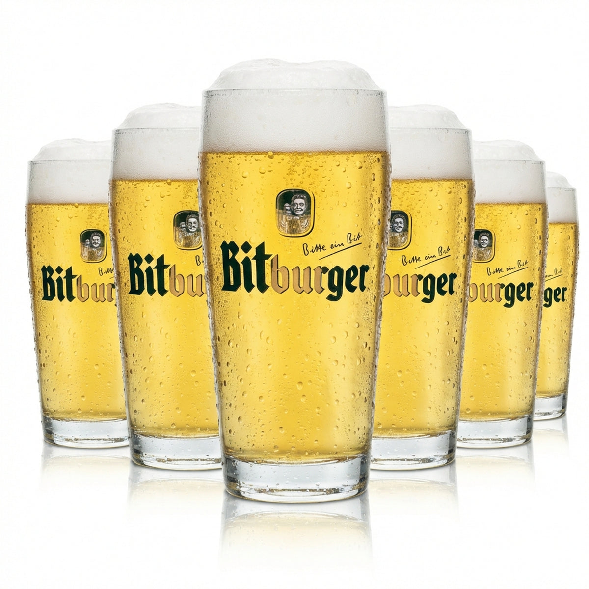 6 bicchieri da birra Bitburger 0,25 l Willi Becher Sahm Pils Willy Cup Birrificio