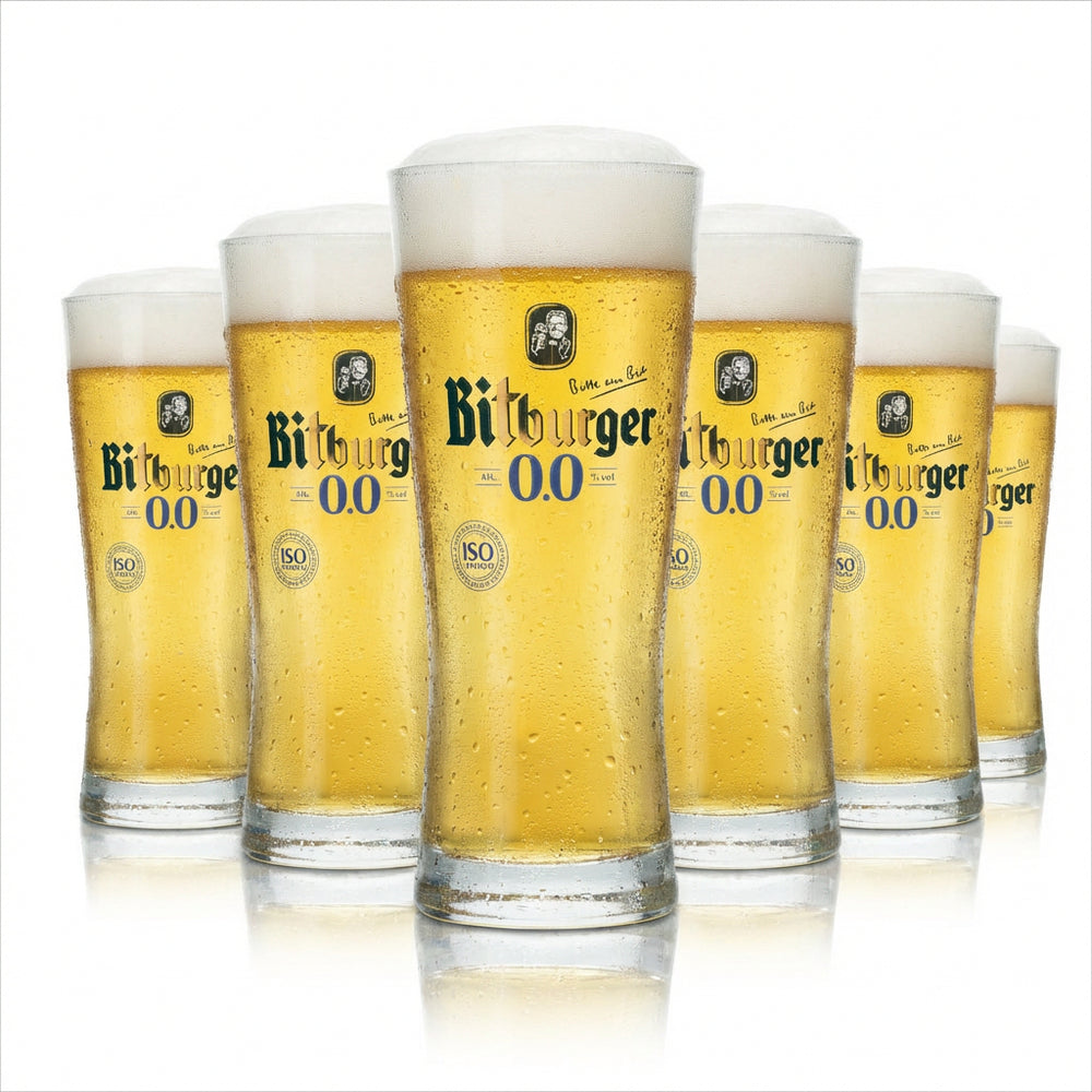 6 bicchieri da birra Bitburger 0,3 l, forma a tulipano, senza alcol, per bar e ristoranti