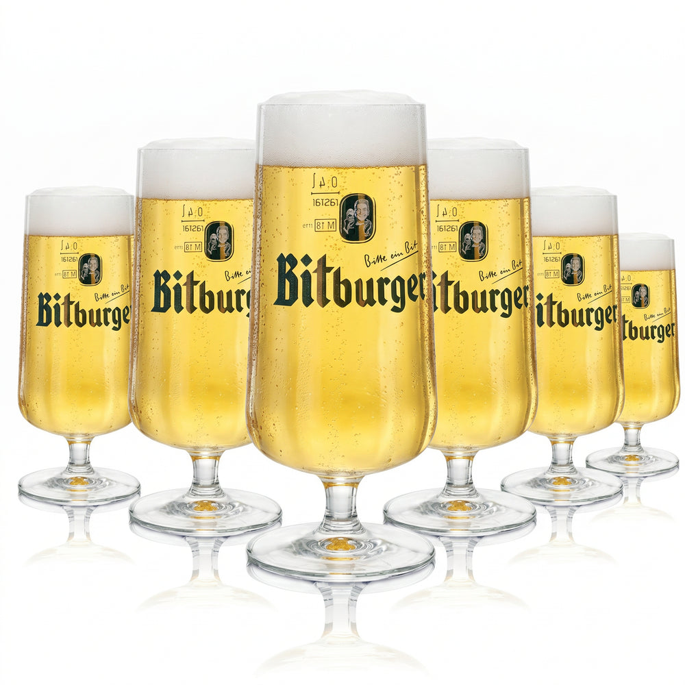 6 bicchieri da birra Bitburger da 0,4 l, modello "Exclusiv Pokal Tulpe"