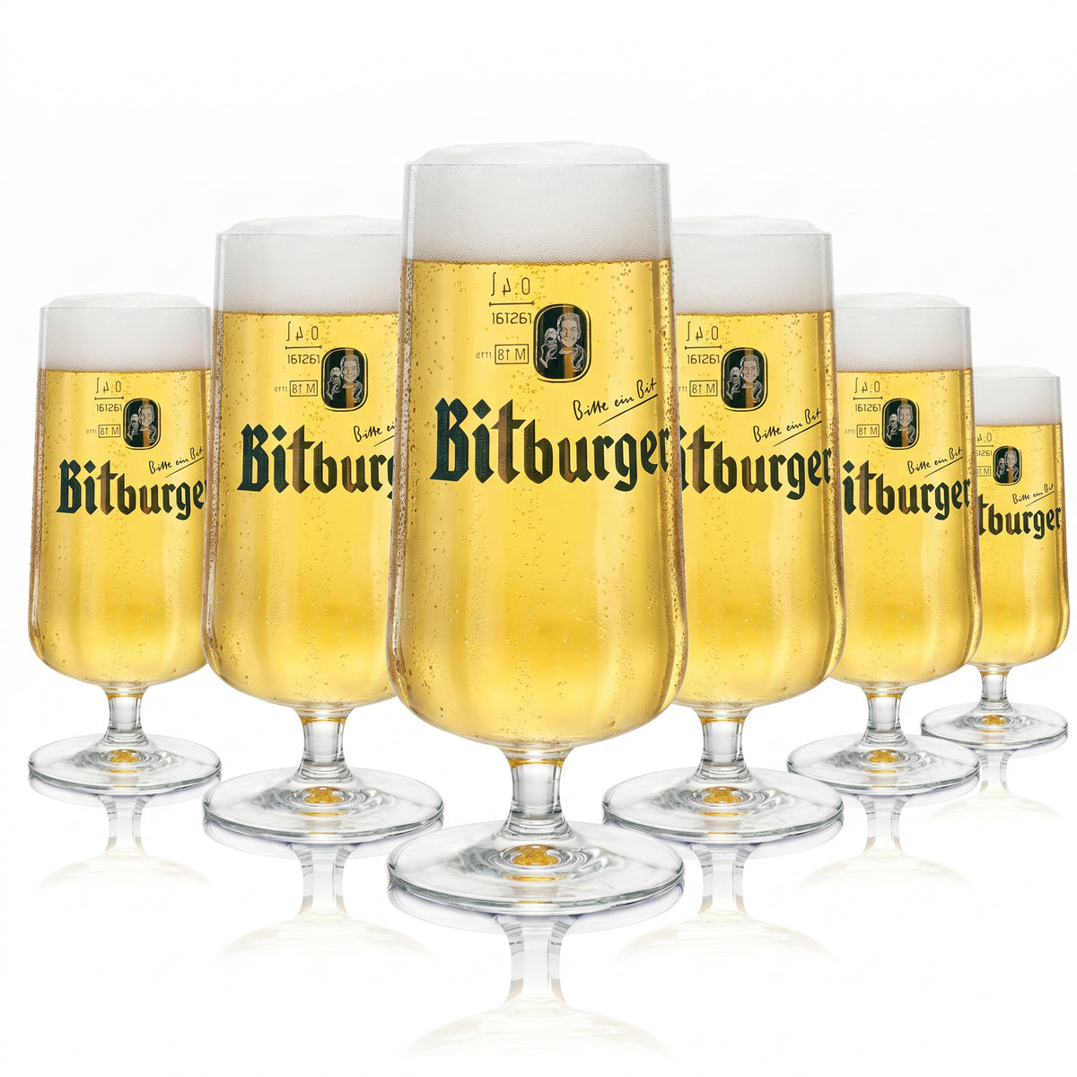 6 bicchieri da birra Bitburger da 0,4 l, modello "Exclusiv Pokal Tulpe"