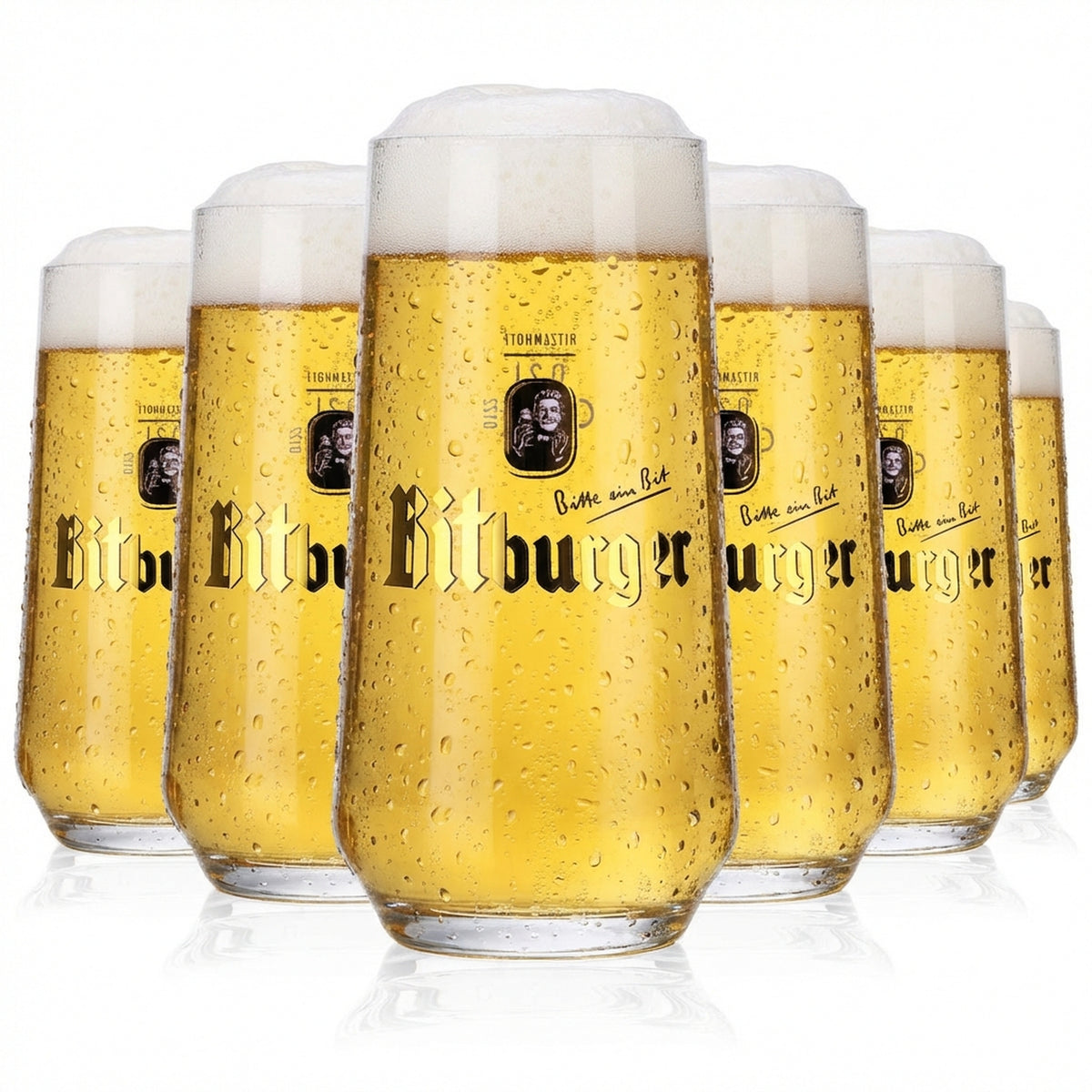 6 bicchieri da birra Bitburger 0,2 l Bit-Becher a forma di pancia Ritzenhoff