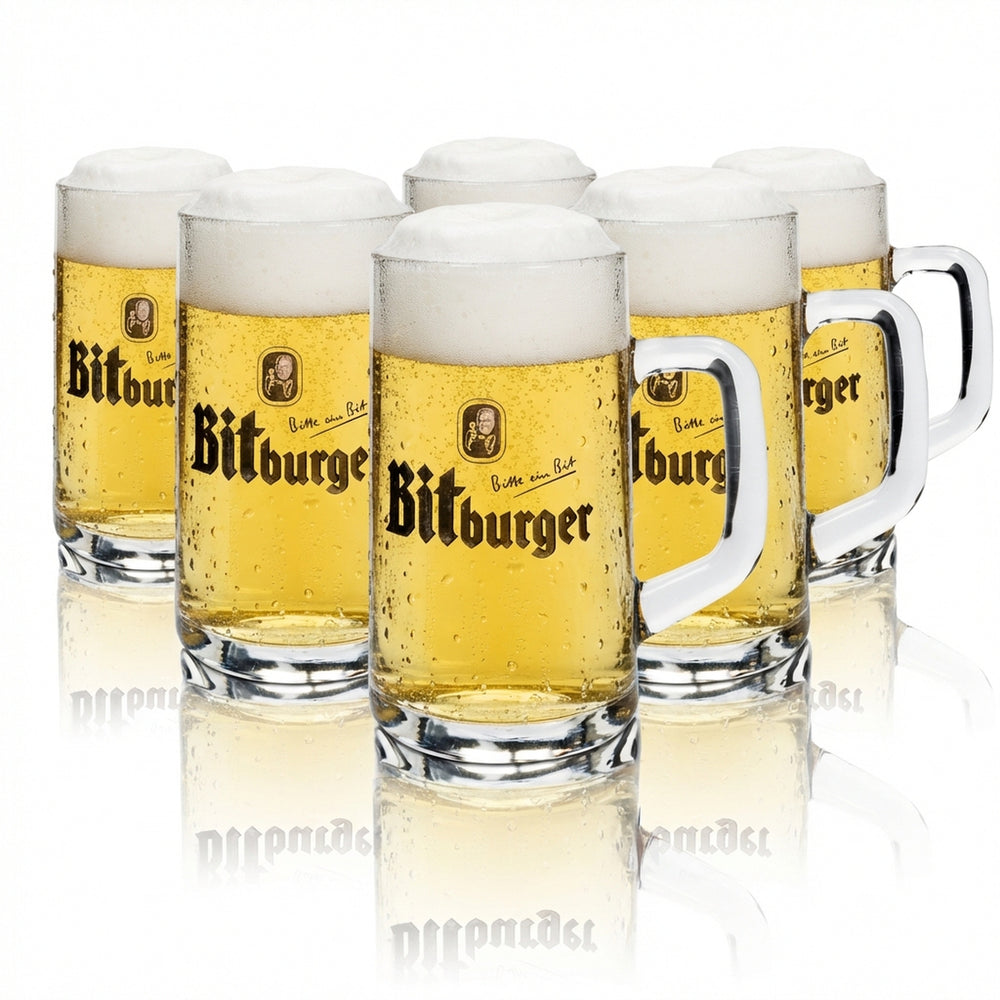 6 bicchieri da birra Bitburger Humpen da 0,3 l Rastal