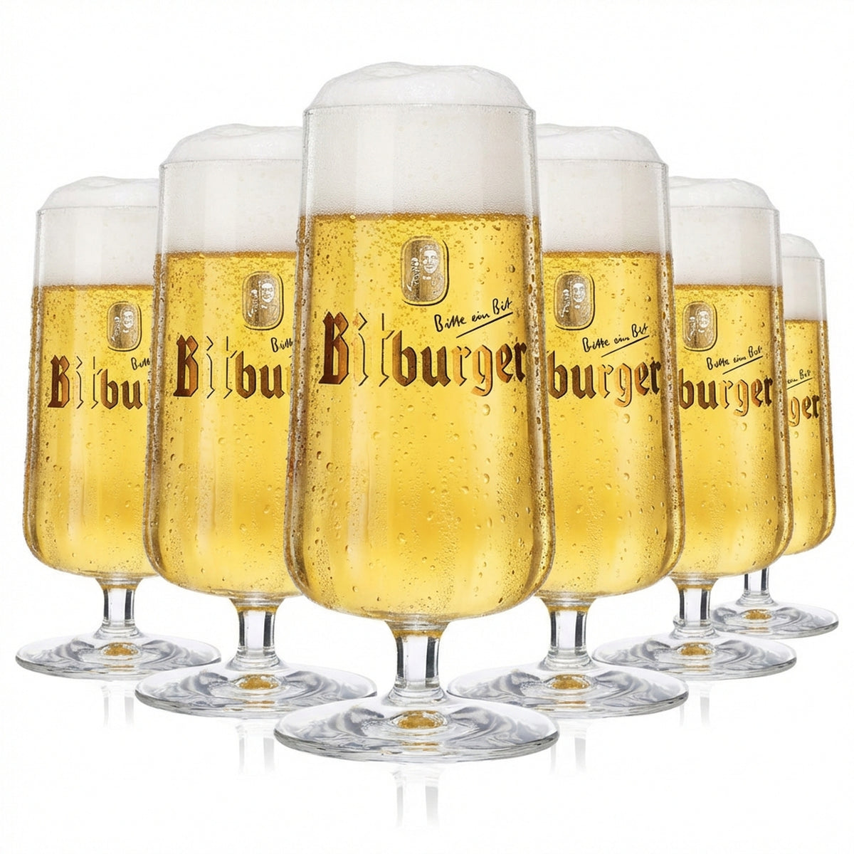 6 bicchieri da birra Bitburger da 0,2 l con chip NFC Rastal