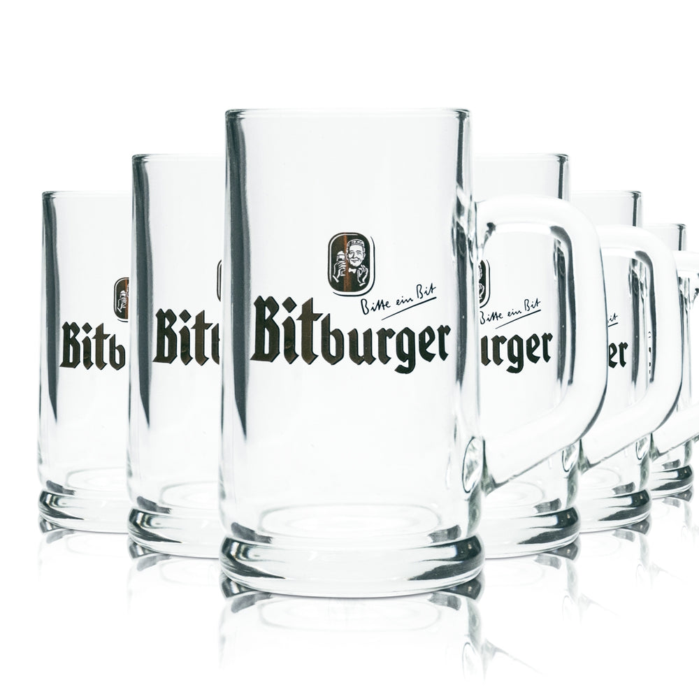 6 bicchieri da birra Bitburger 0,25 l boccale Humpen Seidel Pils calibrati per uso gastronomico