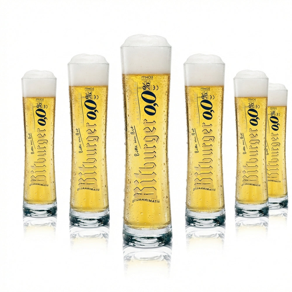 6 bicchieri Bitburger da 0,2 l a forma di boccale da birra analcolica 0,0, vetro Gastro Brauerei