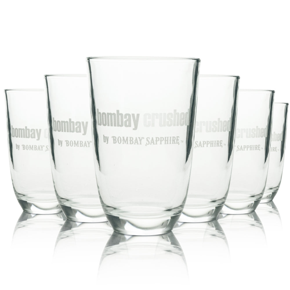 6 bicchieri Bombay 0,42 l Sapphire Gin Tonic Tumbler Bicchieri Crushed Edition