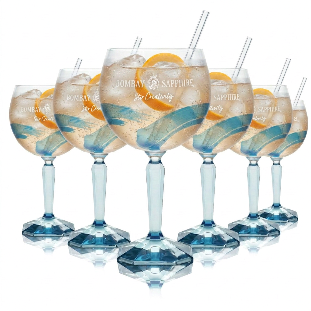 6 bicchieri Bombay Sapphire Gin Stir Creativity 68 cl edizione speciale Balloon Bar