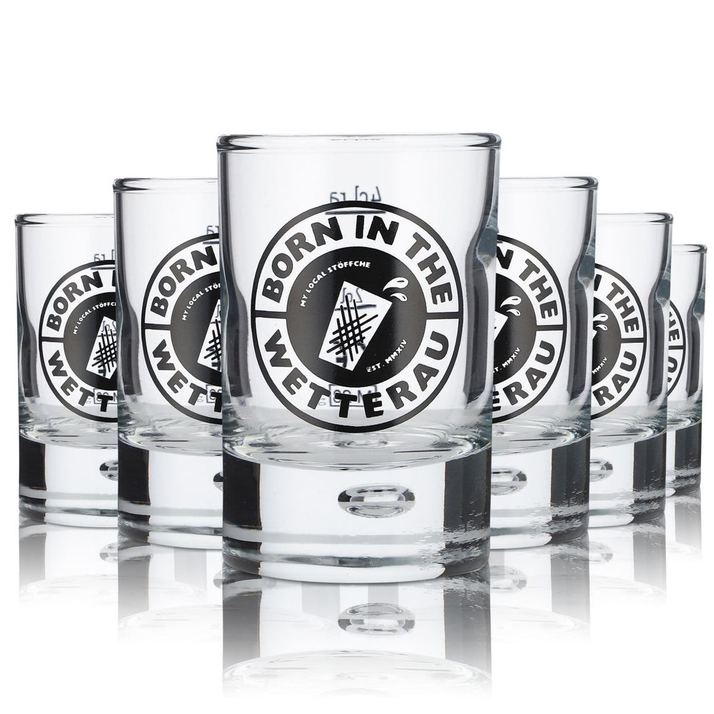 6x Born in the Wetterau Bicchierini da grappa in vetro 4 cl Set di bicchierini da liquore Gastro