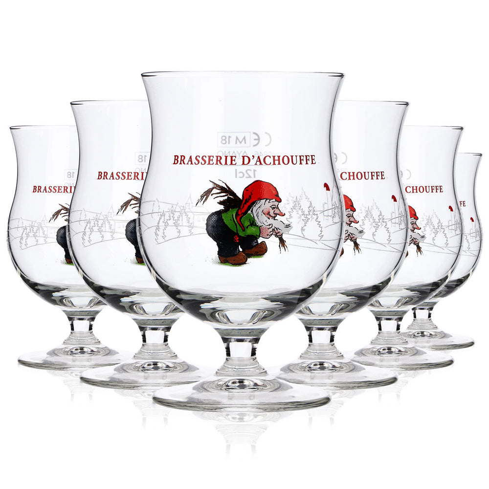 6 bicchieri da degustazione Brasserie D'Achouffe da 0,12 l con manico "Zwerg"